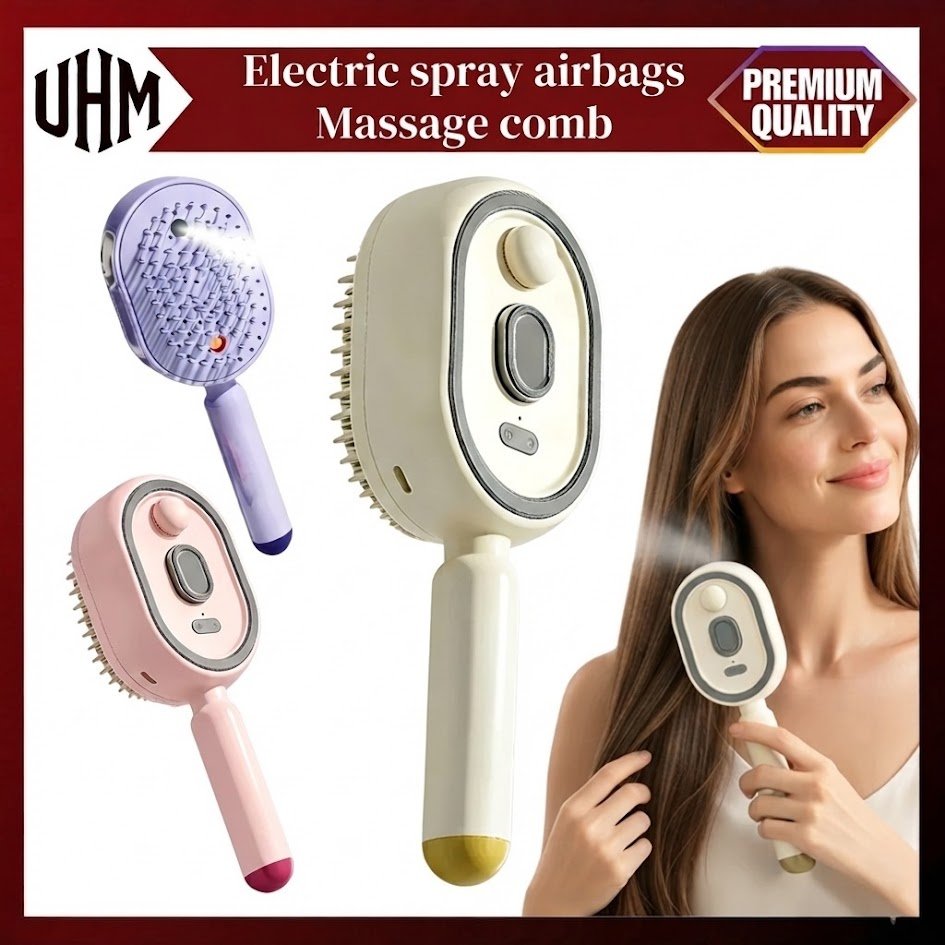 UHM Electric Spray Airbag Massage Comb – Scalp Stimulating Mist Brush