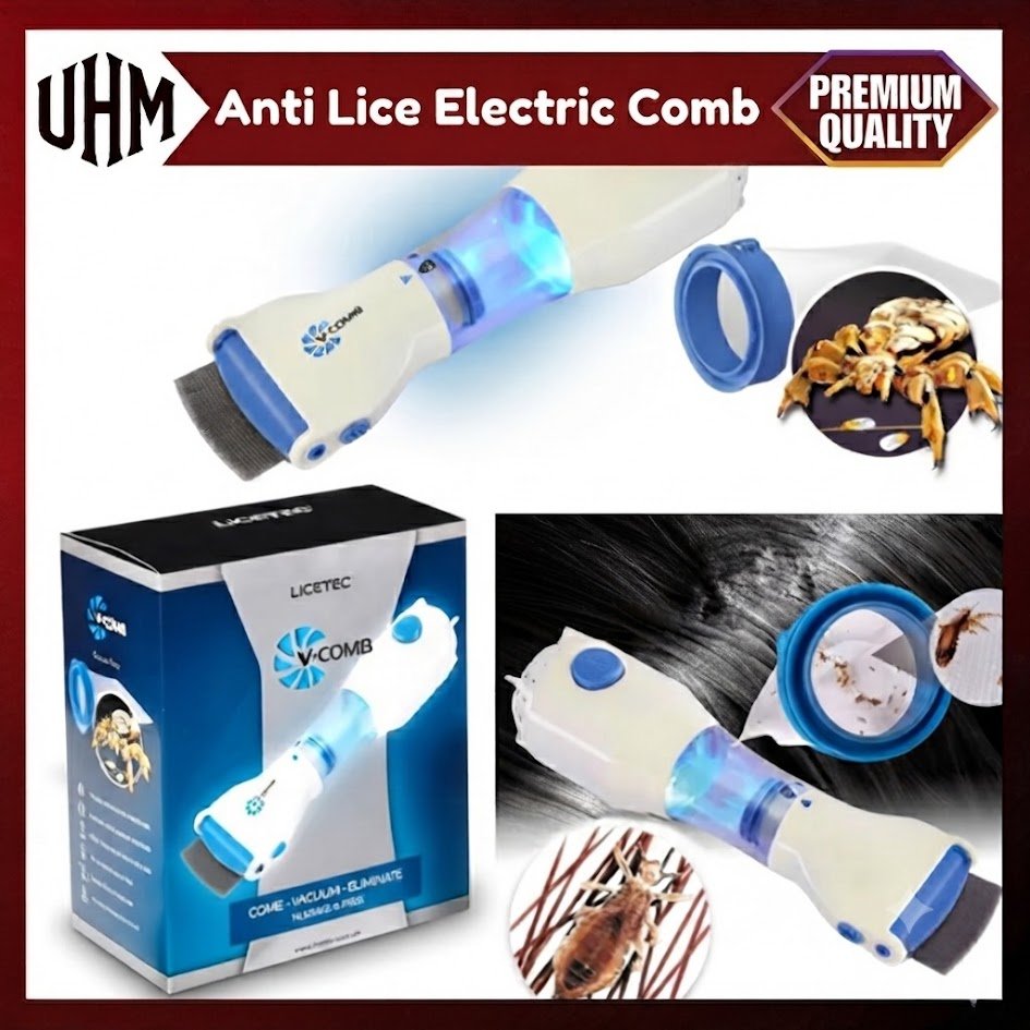 UHM Electric Anti Lice Comb with Vacuum Filter – Chemical-Free Head Lice Removal