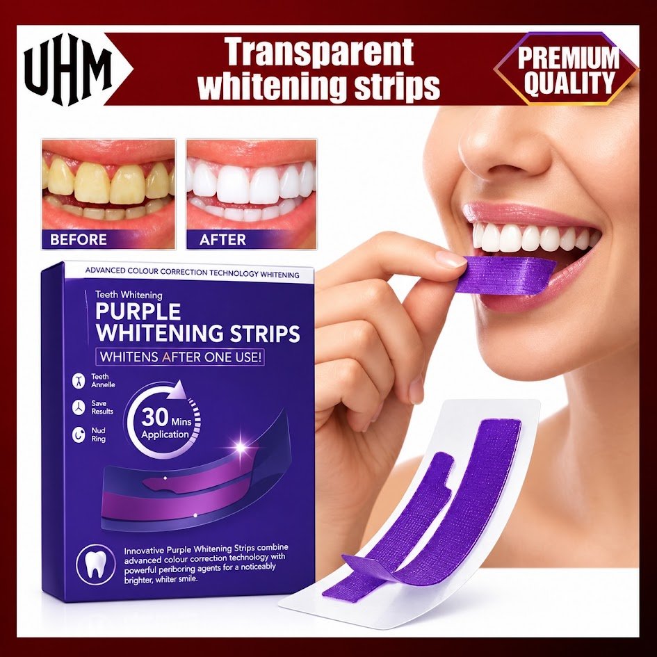 UHM Purple Teeth Whitening Strips – Instant Advanced Colour Correction (Pack)
