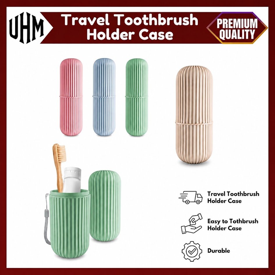 UHM Portable Travel Toothbrush & Toothpaste Capsule Case Holder